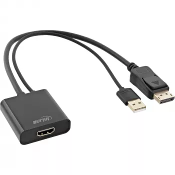 Kabel konwertujący InLine HDMI Ż do DisplayPort M, 4K, czarny/złoty, 0,3 m