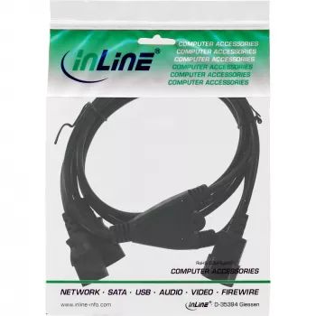 InLine kabel zasilający Y, wtyczka niemiecka Typ F, 1x IEC-C14 na 2x IEC-C13, 1,8 m