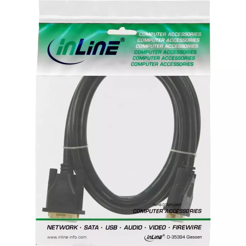 Kabel InLine DVI-D Premium 24+1 męski/męski Dual Link pozłacany 20m