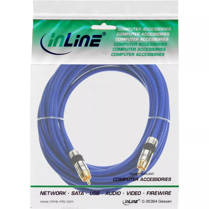 Kabel audio InLine Premium RCA 1x RCA męski / męski pozłacany 5 m