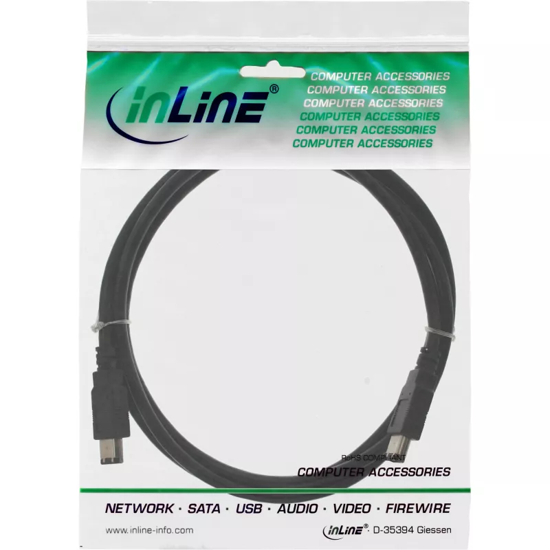 Kabel InLine FireWire 400 1394, 6-pin męski / męski, 0,5 m
