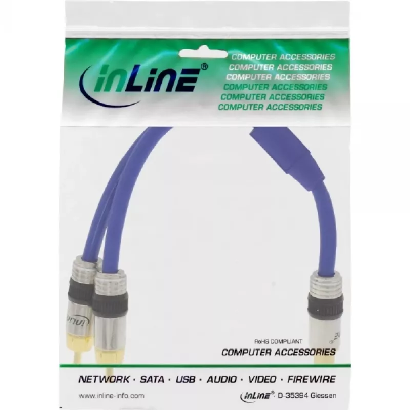 InLine Kabel Y RCA Premium 1x RCA żeński / 2x RCA męski pozłacane styki 0,25 m