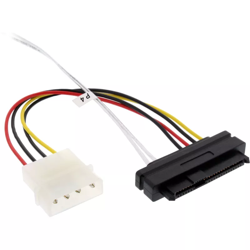 Kabel InLine Mini SAS HD, SFF-8643 kątowy do 4x SFF-8482 + zasilanie, 0,5 m