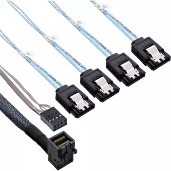 InLine Kabel Mini SAS HD SFF-8643 kątowe do 4x SATA + Sideband 1m