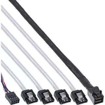 Kabel InLine Mini SAS HD SFF-8643 do 4x SATA + Sideband 1m