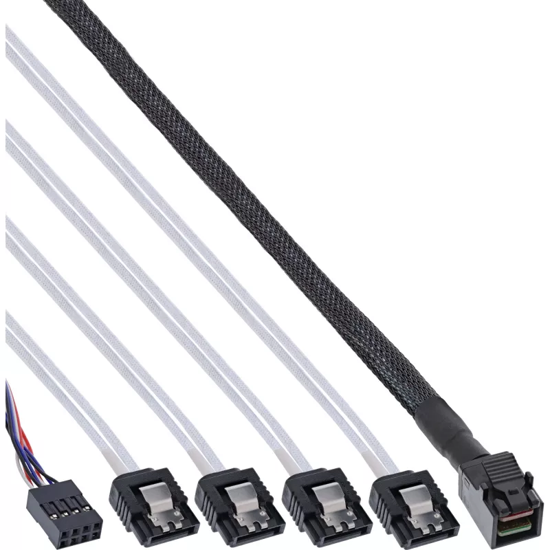 Kabel InLine Mini SAS HD SFF-8643 do 4x SATA + Sideband 1m