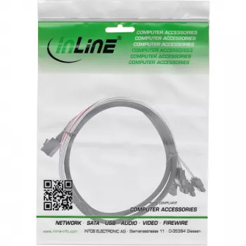 Kabel InLine Mini SAS HD SFF-8643 do 4x SATA + Sideband 1m