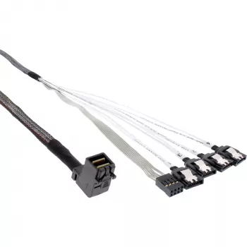 Kabel InLine Mini SAS HD SFF-8643 kątowy do 4x SATA + Sideband 0,5 m