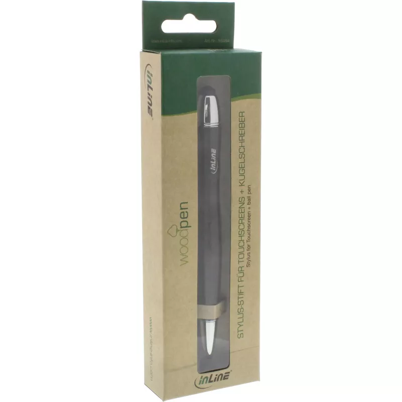 InLine woodpen, rysik do touchpada + długopis kulkowy, orzech/metal