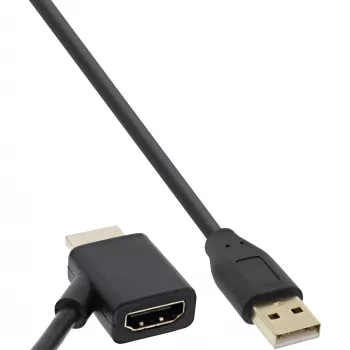 Adapter InLine HDMI M / F z wtryskiwaczem zasilania USB-A 0,5 m