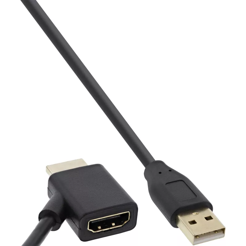 Adapter InLine HDMI M / F z wtryskiwaczem zasilania USB-A 0,5 m