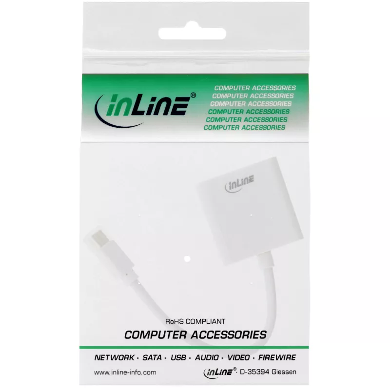 InLine Mini DisplayPort męski / DVI-D 24+1 Adapter żeński biały, 0.15m