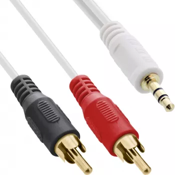 InLine 2x RCA kabel męski / 3,5 mm męski biały/złoty 10 m