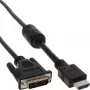 Kabel InLine HDMI-DVI 19-pin męski / 18+1 męski + dławik ferrytowy czarny 0,5 m