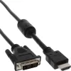 Kabel InLine HDMI-DVI, 19 pin (wtyk) / 18+1 (wtyk) + filtr ferrytowy, czarny, 1 m