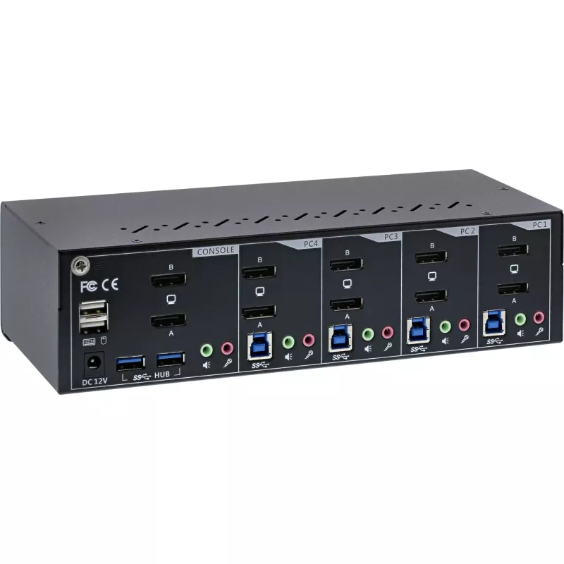 KVM Desktop Switch InLine 63654I 4-portowy dwumonitorowy DP 1.2 4K USB 3.0 Audio