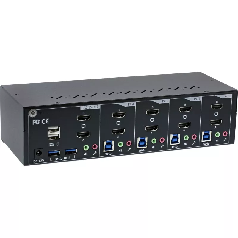 KVM Desktop Switch InLine 62654I 4-portowy Dual Monitor HDMI 4K USB 3.0 Audio