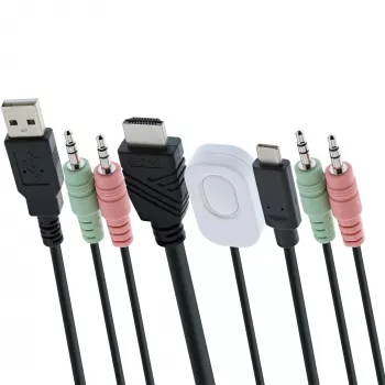 InLine KVM Switch, 2-portowy, USB-C + HDMI na HDMI, 4K, z audio, zintegrowany kabel