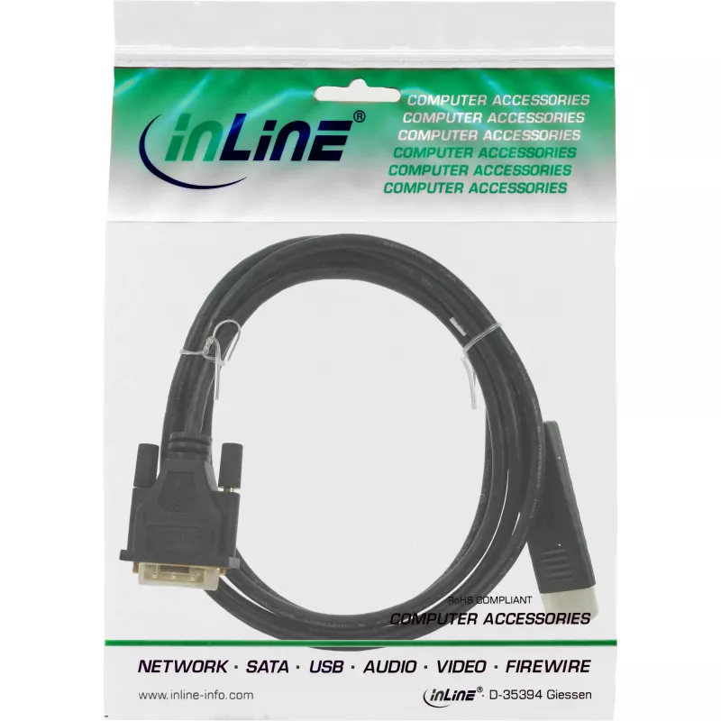 Kabel konwertera DisplayPort na DVI InLine 17117 0,3 m czarny