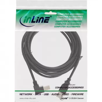 Kabel USB 2.0 InLine ze złączem typu A męskim / B męskim pod kątem, czarny, 0,3 m