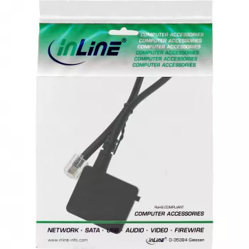 adapter kablowyowy InLine TAE RJ11 6P4C wtyk męski na gniazdo żeńskie TAE-F niemieckie 0,2 m