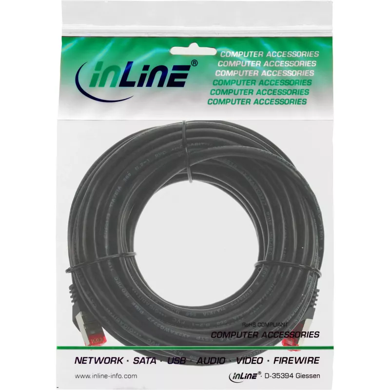 InLine Patch kabel S/FTP PiMF Cat.6 250MHz PVC miedziany czarny 20m