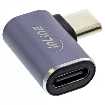 Adapter InLine USB4, USB-C męski/żeński kątowy prawy/lewy, aluminium, szary