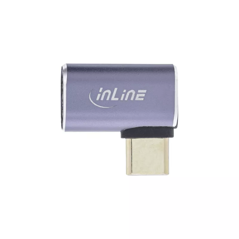Adapter InLine USB4, USB-C męski/żeński kątowy prawy/lewy, aluminium, szary