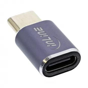 Adapter InLine USB4, USB-C męski/żeński, aluminium, szary 35900A
