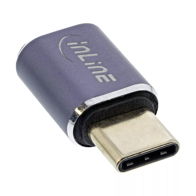 Adapter InLine USB4, USB-C męski/żeński, aluminium, szary 35900A