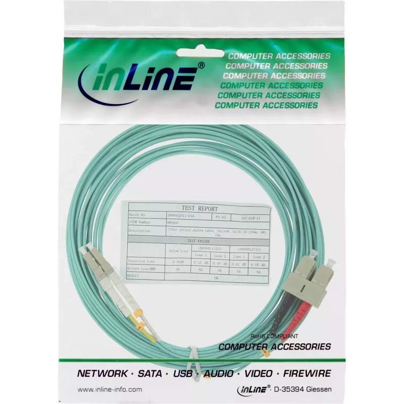 InLine Fiber Optical Duplex kabel LC/SC 50/125µm OM3 10m