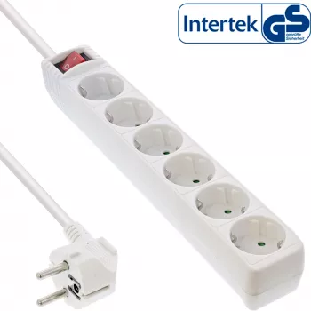 InLine listwa zasilająca 16465S 6-gniazdowa z uziemieniem CEE 7/3 biała 5 m