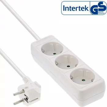 InLine listwa zasilająca InLine 16433W 3-drożna z uziemieniem CEE 7/3 biała 3m