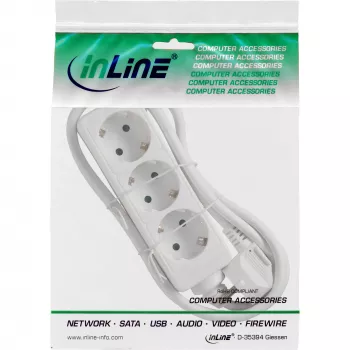 InLine listwa zasilająca InLine 16433W 3-drożna z uziemieniem CEE 7/3 biała 3m