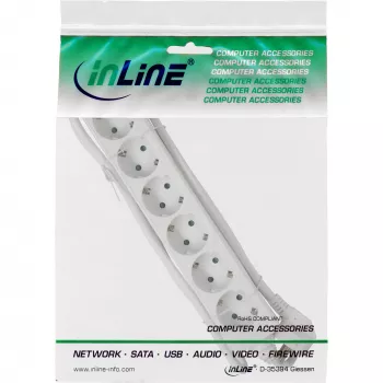 Listwa zasilająca InLine 6-gniazdowa z uziemieniem CEE 7/3 biała 5m