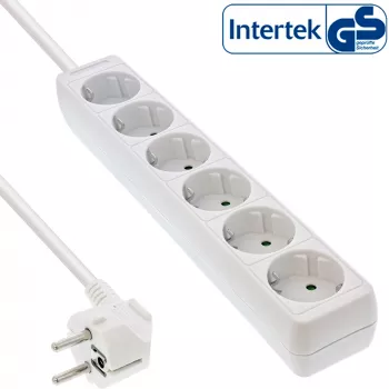 Listwa zasilająca InLine InLine 16463W 6-gniazdowa z uziemieniem CEE 7/3 biała 3 m