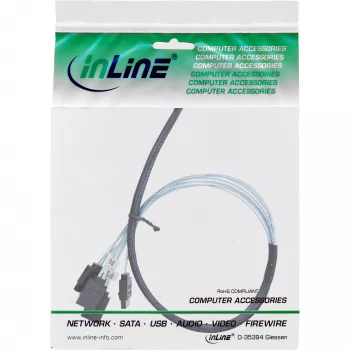 Kabel InLine cienki SAS, SFF-8654 do 4x SATA 7-pin, 12Gb/s, 0,5m