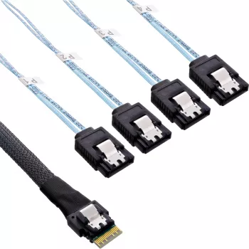Kabel InLine cienki SAS, SFF-8654 na 4x SATA 7-pin, 12Gb/s, 1m