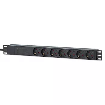 Intellinet 19 inch 1U Rackmount 7-drożny PDU ochrona przeciwprzepięciowa 16A 3m przewód