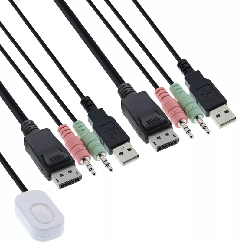 InLine kabel Przełącznik KVM, 2-portowy, Displayport 1.2, 4K, USB, Audio