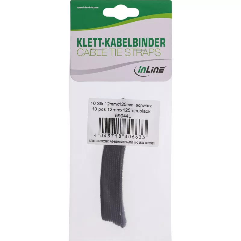 InLine kabel Strips hook-and-loop 12x125mm 10 pcs. czarny