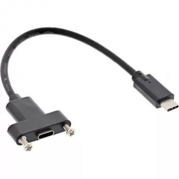 Kabel InLine USB 3.2 Gen.2 C męski/żeński z kołnierzem, czarny, 0,20 m