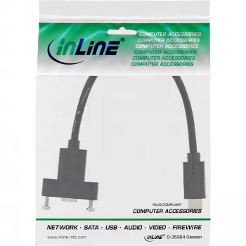 Kabel InLine USB 3.2 Gen.2 C męski/żeński z kołnierzem, czarny, 0,20 m