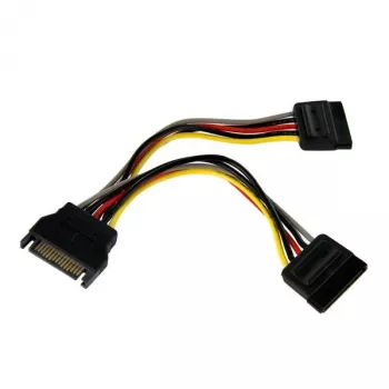 StarTech.com 6-calowy kabel rozgałęźnika zasilania SATA Y – M/Ż, SATA 15-pin, 2 x SATA 15-pin, 0,15 m, Męski, Żeński, Prosty
