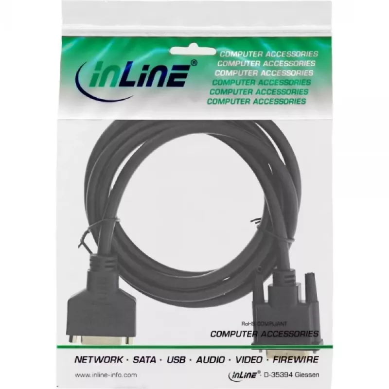 Kabel InLine DVI-D Premium 24+1 męski na żeński Dual Link pozłacany 2m