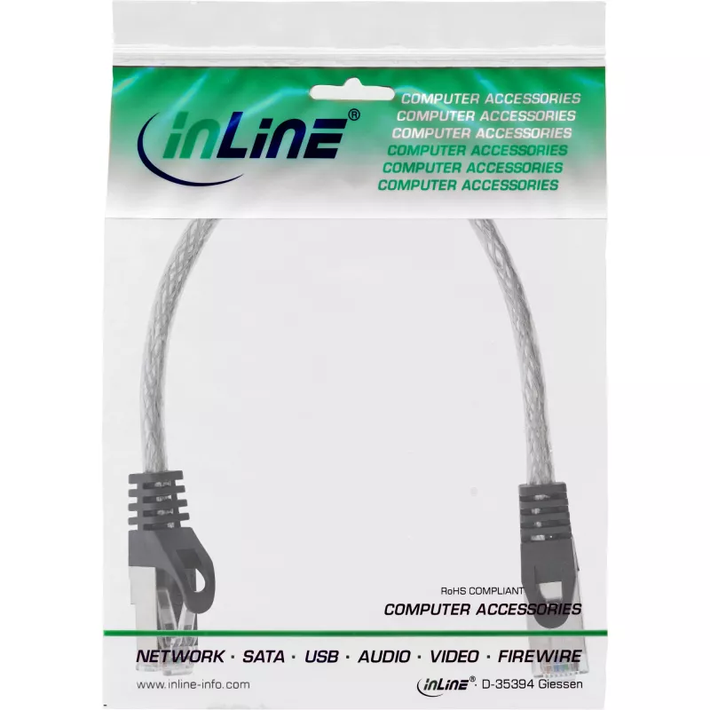 InLine Patch kabel SF/UTP Cat.5e przezroczysty 0.3m