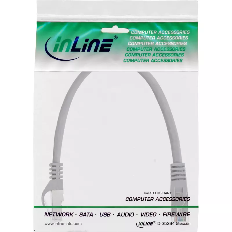 Kabel sieciowy InLine Patch kabel SF/UTP Cat.5e RJ-45 0,25 m szary