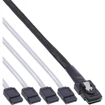 Kabel InLine SAS, Mini SAS SFF8087 do 4x SATA, Crossover, OCF, 0,50m