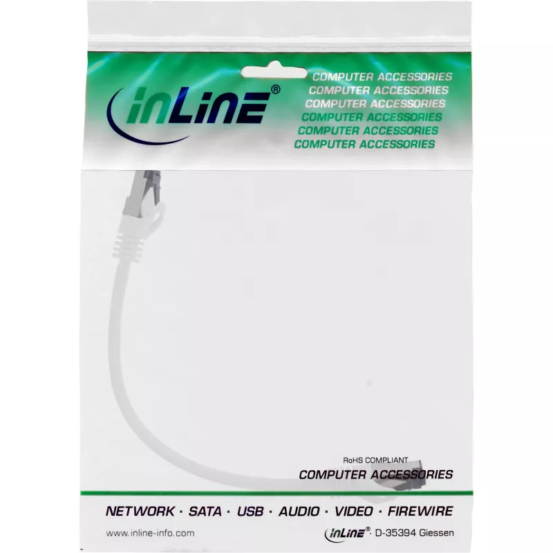 InLine kabel krosowy, S/FTP (PiMf), kat. 8.1, 2000 MHz, bezhalogenowy, biały, 0,25 m
