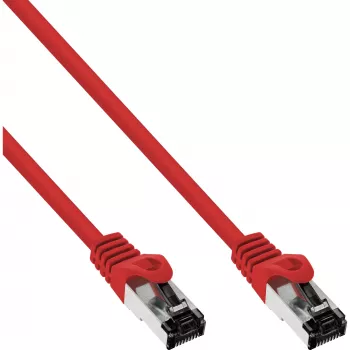 Kabel krosowy InLine, S/FTP (PiMf), Cat.8.1, 2000 MHz, bezhalogenowy, czerwony, 0,25 m